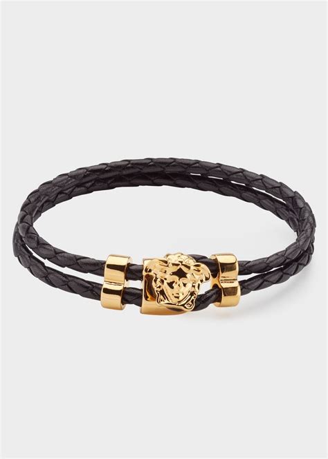 mens gold versace bracelet|medusa braided leather bracelet.